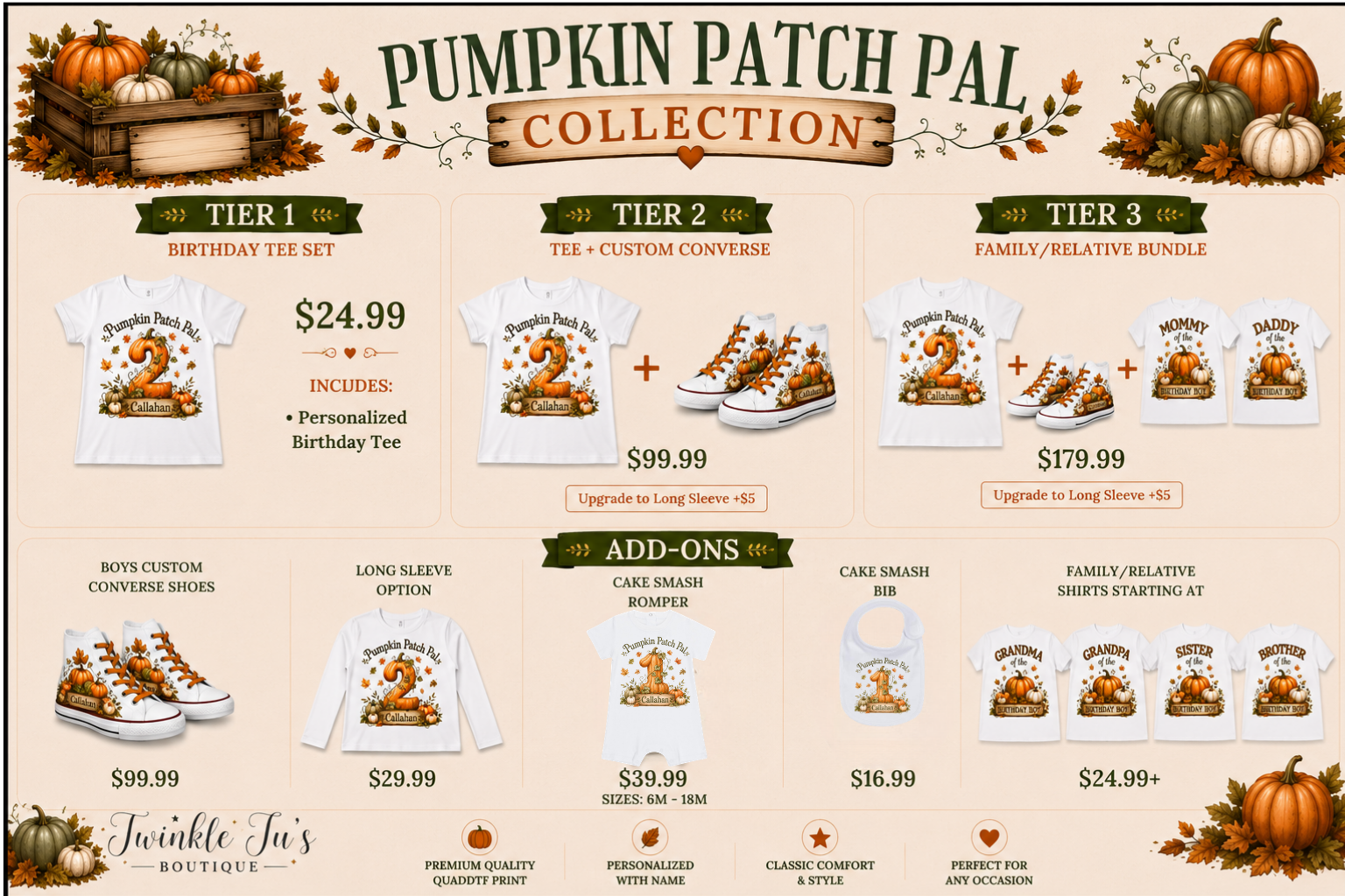 Pumpkin Patch Pal | Personalized Pumpkin Birthday Shirt for Boys