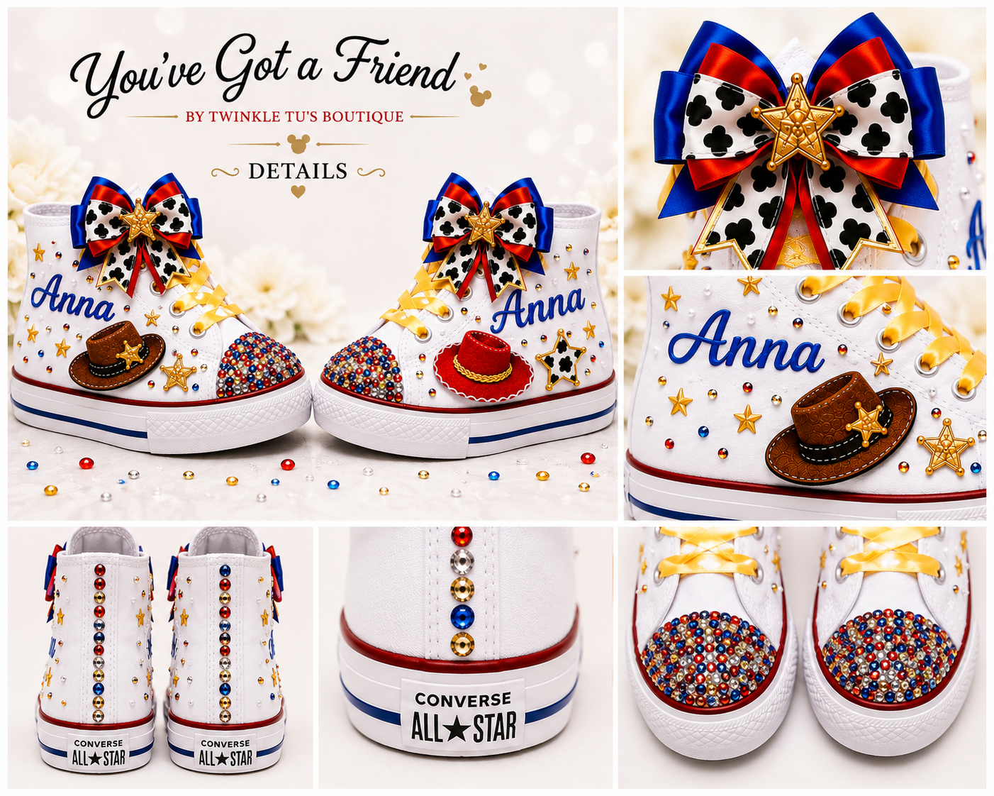 You've Got a Friend | Personalized Cowboy-Cowgirl Converse Bling Shoes