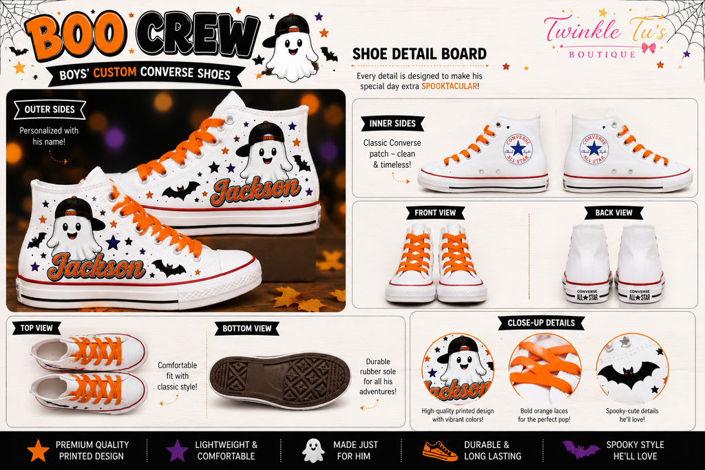Boo Crew | Personalized Halloween Custom Converse Shoes for Boys