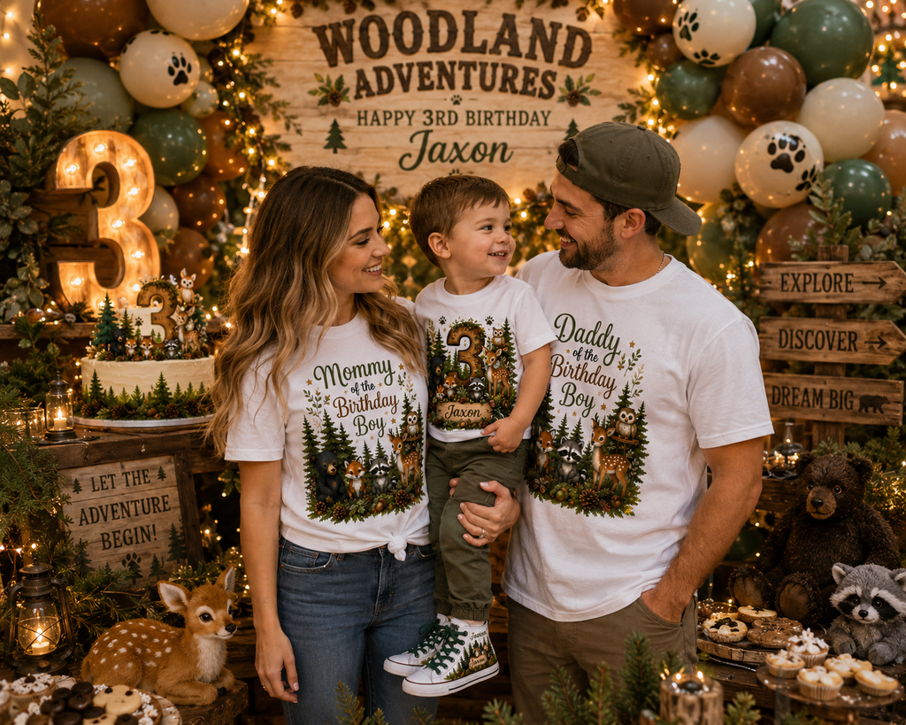 Woodland Adventures Boys Collection | Personalized Woodland Birthday Shirt for Boys