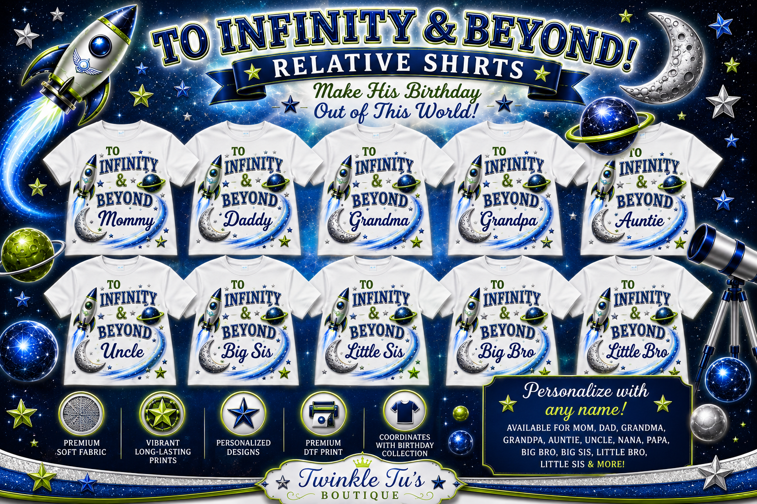 To Infinity & Beyond Boys Collection| Personalized Family Shirt