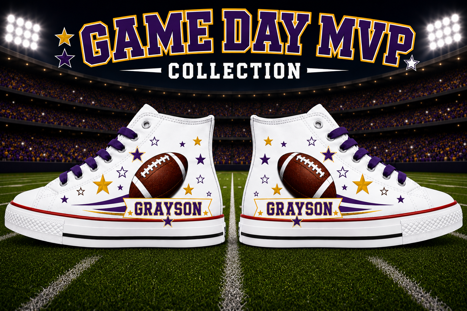 Game Day MVP | Personalized Football Custom Converse Shoes for Boys