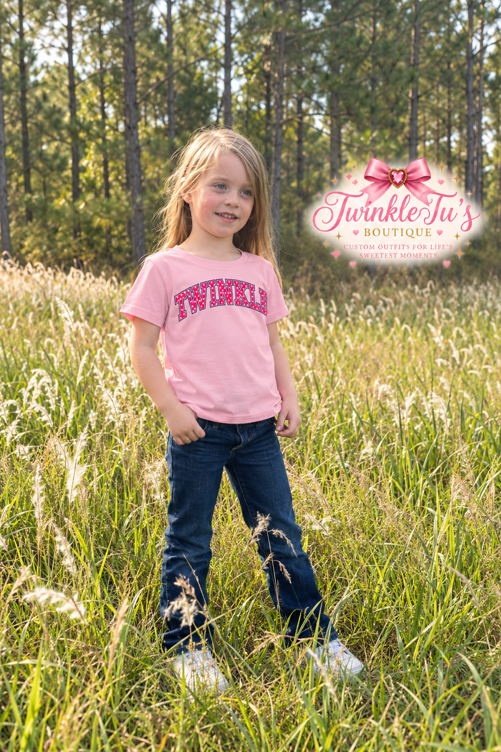 TWINKLE Pink Polka Dot Varsity Graphic Tee | Boutique Collegiate Shirt