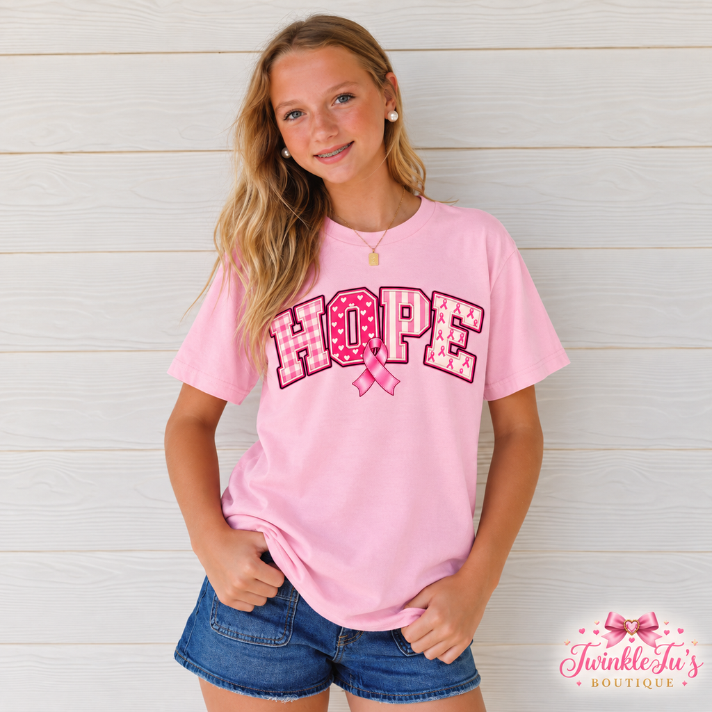 HOPE Breast Cancer Awareness Graphic Tee | Pink Ribbon Shirt