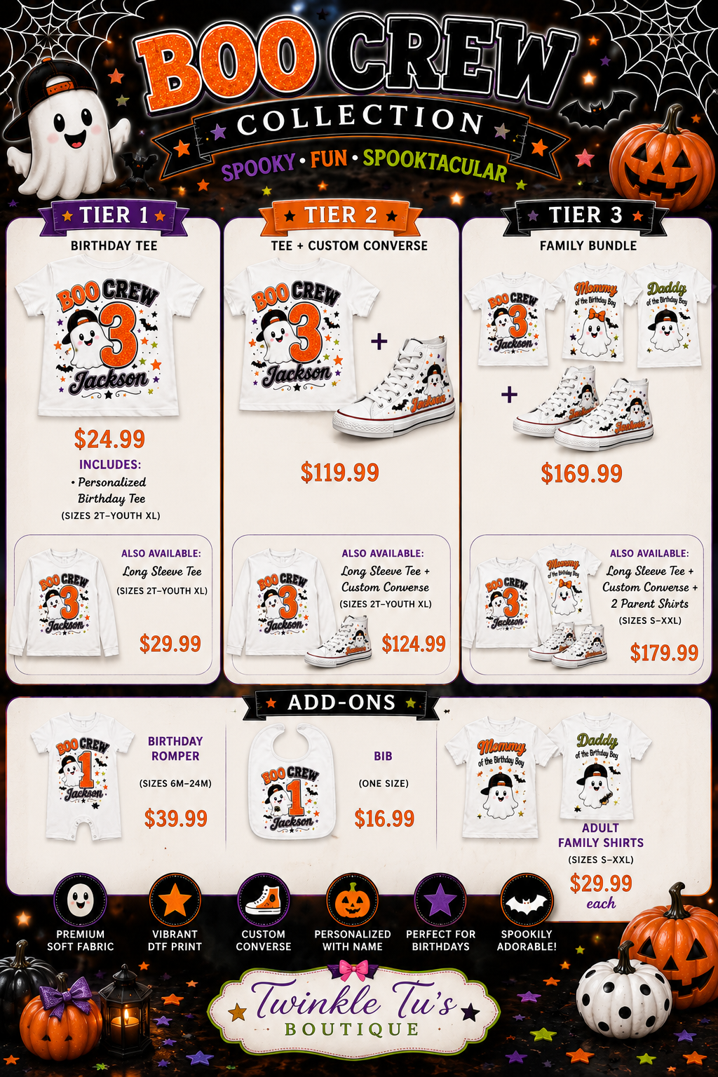 Boo Crew Boys Collection| Personalized Halloween Birthday Shirt for Boys