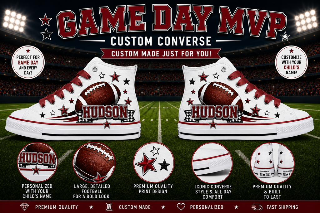 Game Day MVP | Personalized Football Custom Converse Shoes for Boys